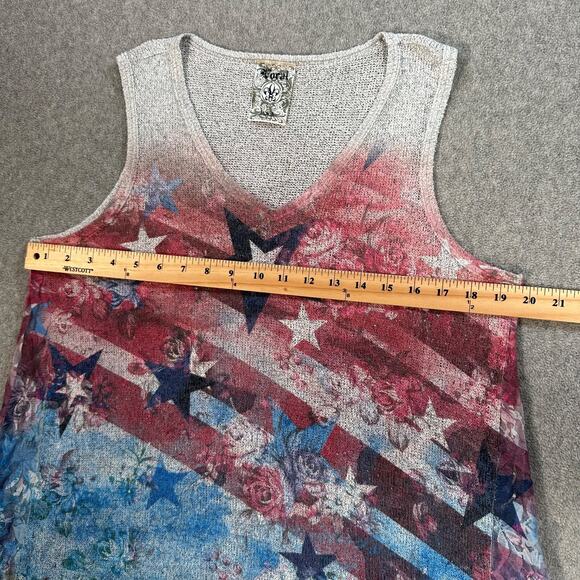 Vocal USA Tank Top Womens Large Red Blue USA American Flag Stars & Stripes Knit - Picture 4 of 8